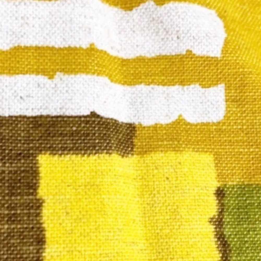 NWT Marianne Monteleone Retro Abstract Print Skirt Yellow Green Linen Blend —S